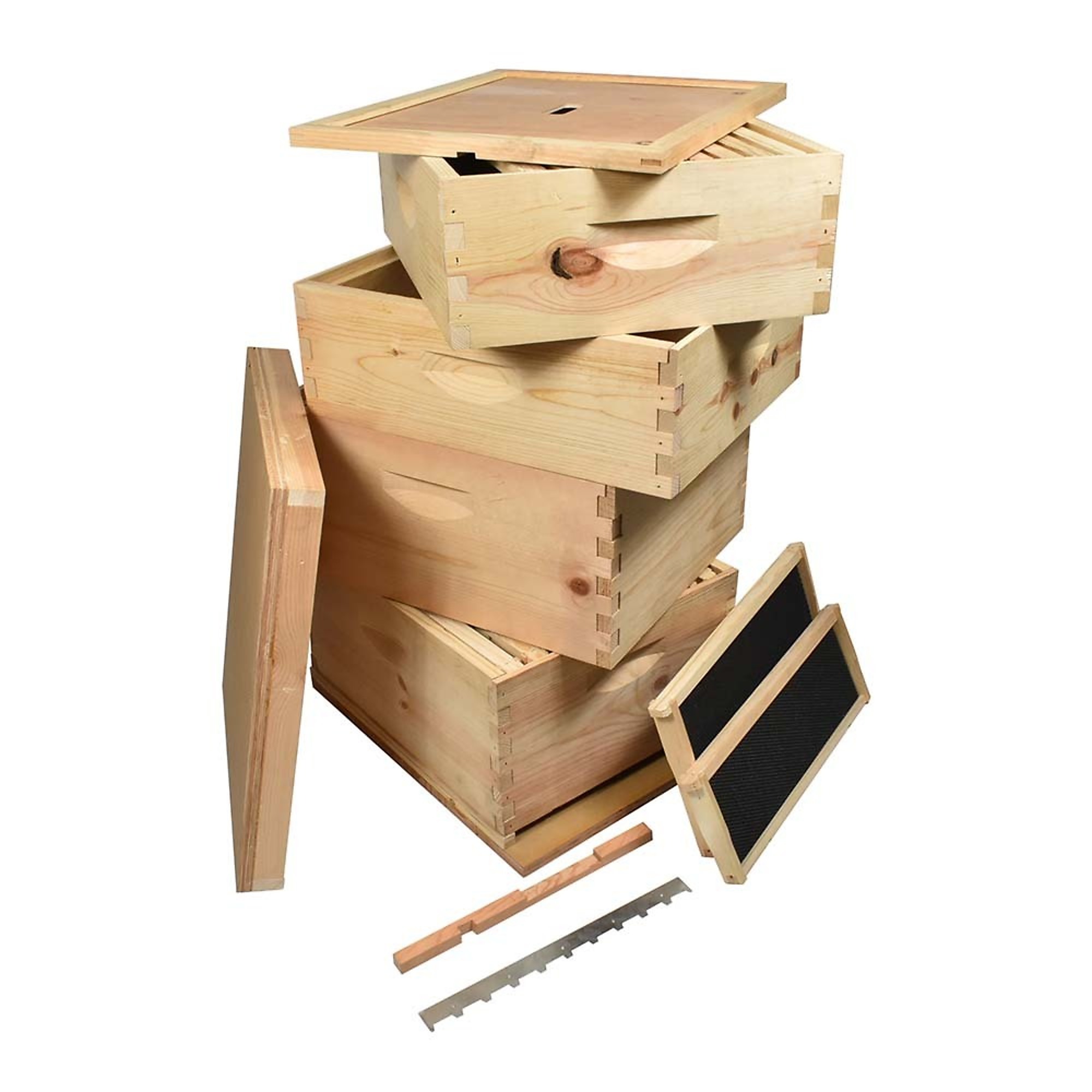 Goodland Bee Supply GLBSE4STACKCTS1 Beekeeping Beehive Kit includes 2 Frame Manual Honey Extractor, Metal Queen Excluder, Frames, Foundations, Brood Box, Super Box, Spacer, Entrance Reducer, Top and Bottom